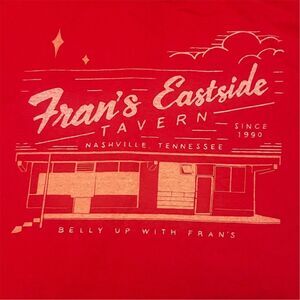 Fran’s Eastside Tavern T-Shirt Unisex 2XL Red Nashville Tennessee Dive Bar Shirt